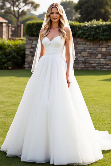 Robe de mariée bustier ivoire en satin stretch ivoire